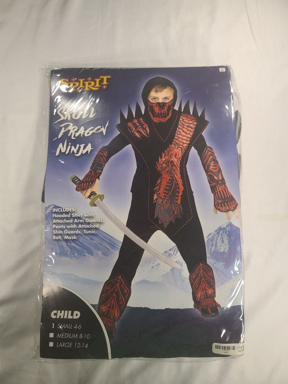 Spirit Halloween Skull Dragon Ninja Costume Child Small 4-6